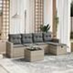 vidaXL Salon de jardin 6 pcs avec coussins gris clair résine tressée