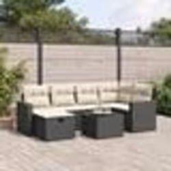 vidaXL Salon de jardin 7 pcs avec coussins noir résine tressée