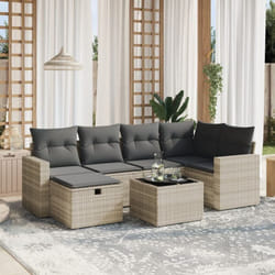 vidaXL Salon de jardin avec coussins 7 pcs gris clair résine tressée