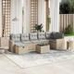 vidaXL Salon de jardin avec coussins 8pcs mélange beige résine tressée
