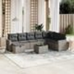 vidaXL Salon de jardin 9 pcs avec coussins gris résine tressée