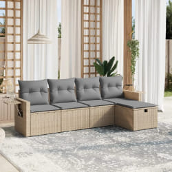 vidaXL Salon de jardin avec coussins 5pcs mélange beige résine tressée