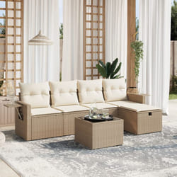 Vidaxl - Salon de jardin avec coussins 6 pcs beige résine tressée