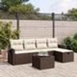 vidaXL Salon de jardin avec coussins 6 pcs marron résine tressée