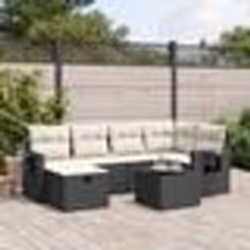 vidaXL Salon de jardin 7 pcs avec coussins noir résine tressée