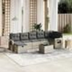 vidaXL Salon de jardin 8 pcs avec coussins gris clair résine tressée