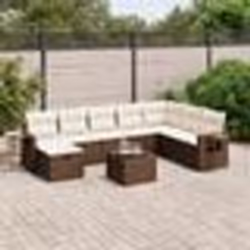 vidaXL Salon de jardin avec coussins 9 pcs marron résine tressée