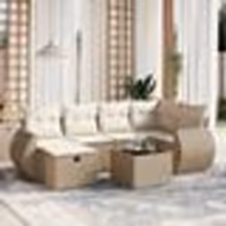 vidaXL Salon de jardin avec coussins 7 pcs beige résine tressée