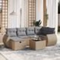 vidaXL Salon de jardin avec coussins 7pcs mélange beige résine tressée