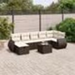 vidaXL Salon de jardin 8 pcs avec coussins marron résine tressée