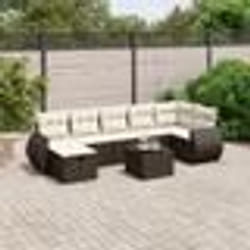 vidaXL Salon de jardin 8 pcs avec coussins marron résine tressée