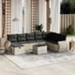 vidaXL Salon de jardin 9 pcs avec coussins gris clair résine tressée