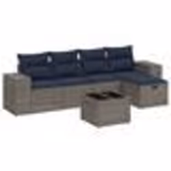 vidaXL Salon de jardin 6 pcs avec coussins gris résine tressée
