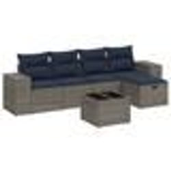 vidaXL Salon de jardin 6 pcs avec coussins gris résine tressée