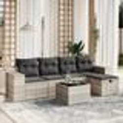vidaXL Salon de jardin 6 pcs avec coussins gris clair résine tressée