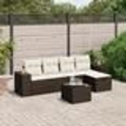 vidaXL Salon de jardin avec coussins 6 pcs marron résine tressée