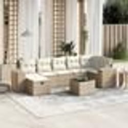vidaXL Salon de jardin avec coussins 8 pcs beige résine tressée