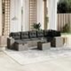 vidaXL Salon de jardin 8 pcs avec coussins gris clair résine tressée