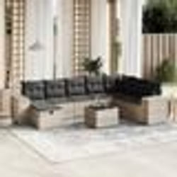 vidaXL Salon de jardin 9 pcs avec coussins gris clair résine tressée