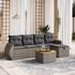 vidaXL Salon de jardin 6 pcs avec coussins gris résine tressée