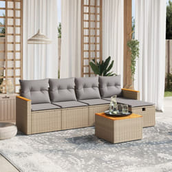 Vidaxl - Salon de jardin avec coussins 6pcs mélange beige résine tressée