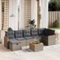 vidaXL Salon de jardin 8 pcs avec coussins gris résine tressée