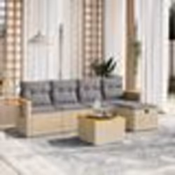 vidaXL Salon de jardin avec coussins 6pcs mélange beige résine tressée