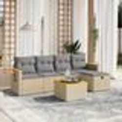 vidaXL Salon de jardin avec coussins 6pcs mélange beige résine tressée