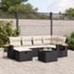 vidaXL Salon de jardin 7 pcs avec coussins noir résine tressée