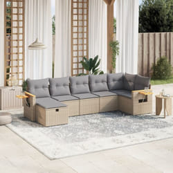 Vidaxl - Salon de jardin avec coussins 7pcs mélange beige résine tressée