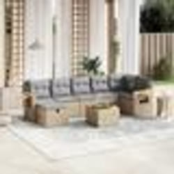 vidaXL Salon de jardin avec coussins 8pcs mélange beige résine tressée