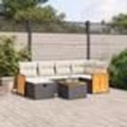 vidaXL Salon de jardin 7 pcs avec coussins noir résine tressée