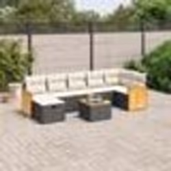 vidaXL Salon de jardin 8 pcs avec coussins noir résine tressée