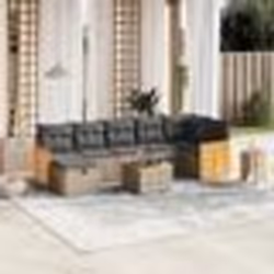 vidaXL Salon de jardin 8 pcs avec coussins gris résine tressée