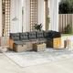 vidaXL Salon de jardin 8 pcs avec coussins gris résine tressée