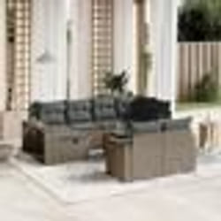 vidaXL Salon de jardin 11 pcs avec coussins gris clair résine tressée
