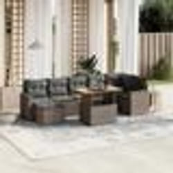 vidaXL Salon de jardin 8 pcs avec coussins gris résine tressée