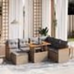 vidaXL Salon de jardin avec coussins 8 pcs beige résine tressée