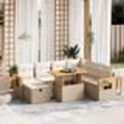 vidaXL Salon de jardin avec coussins 8 pcs beige résine tressée