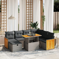 Vidaxl - Salon de jardin 8 pcs avec coussins gris résine tressée
