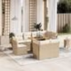 vidaXL Salon de jardin avec coussins 9 pcs beige résine tressée