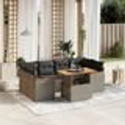 vidaXL Salon de jardin avec coussins 7 pcs gris résine tressée