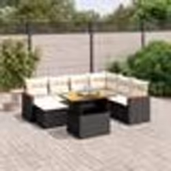 vidaXL Salon de jardin 8 pcs avec coussins noir résine tressée