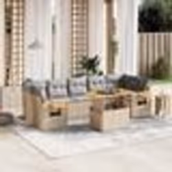 vidaXL Salon de jardin avec coussins 8 pcs beige résine tressée
