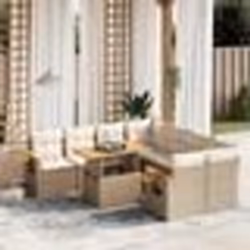 vidaXL Salon de jardin avec coussins 9 pcs beige résine tressée