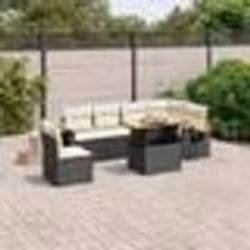 vidaXL Salon de jardin 7 pcs avec coussins noir résine tressée