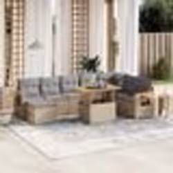 vidaXL Salon de jardin avec coussins 8 pcs beige résine tressée