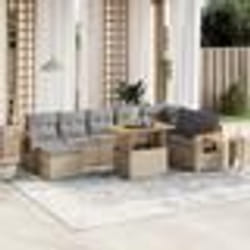 vidaXL Salon de jardin avec coussins 8 pcs beige résine tressée