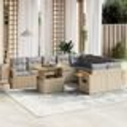 vidaXL Salon de jardin avec coussins 10 pcs beige résine tressée