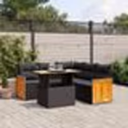 vidaXL Salon de jardin 6 pcs avec coussins noir résine tressée